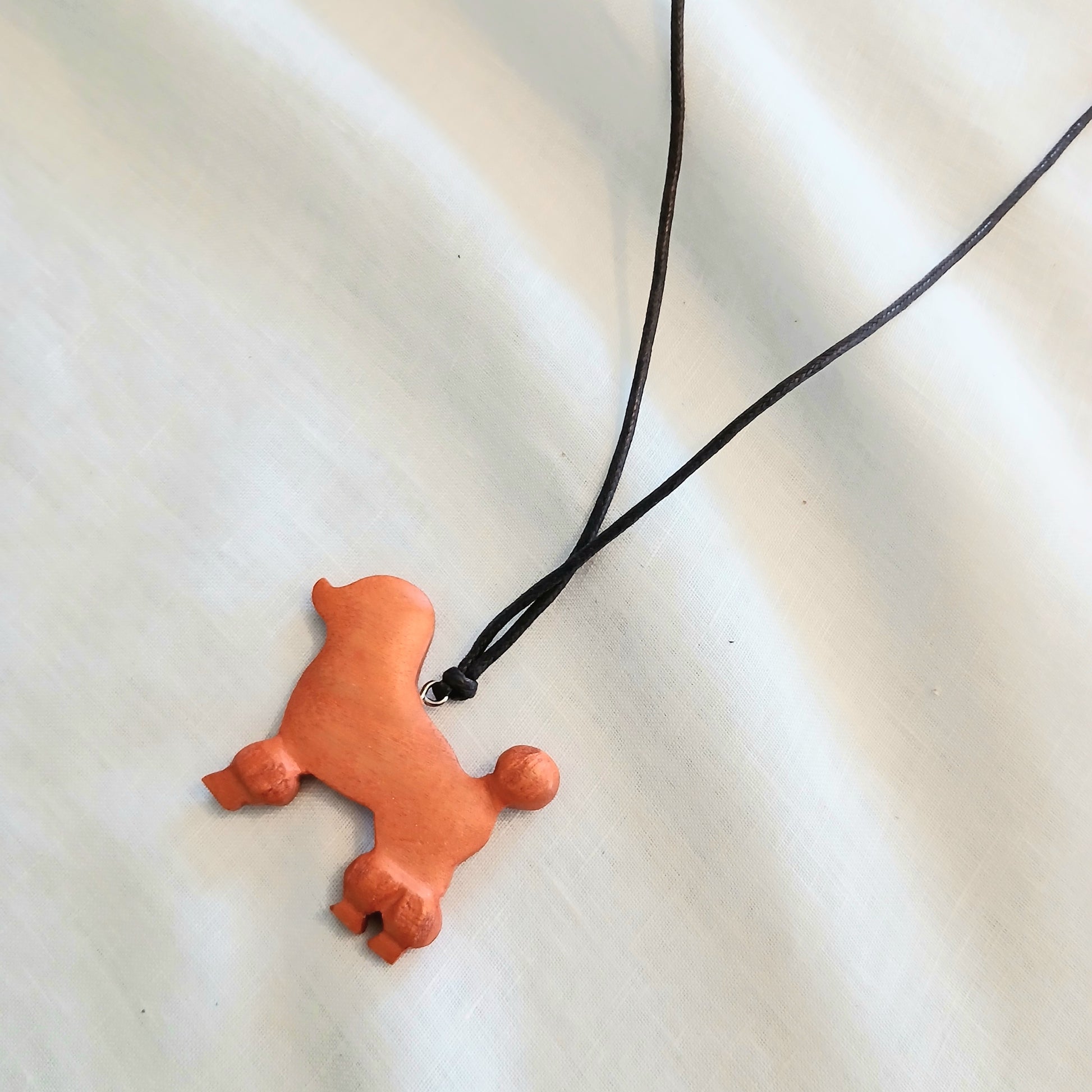 Little Poodle Wooden Pendant Necklace N6-464