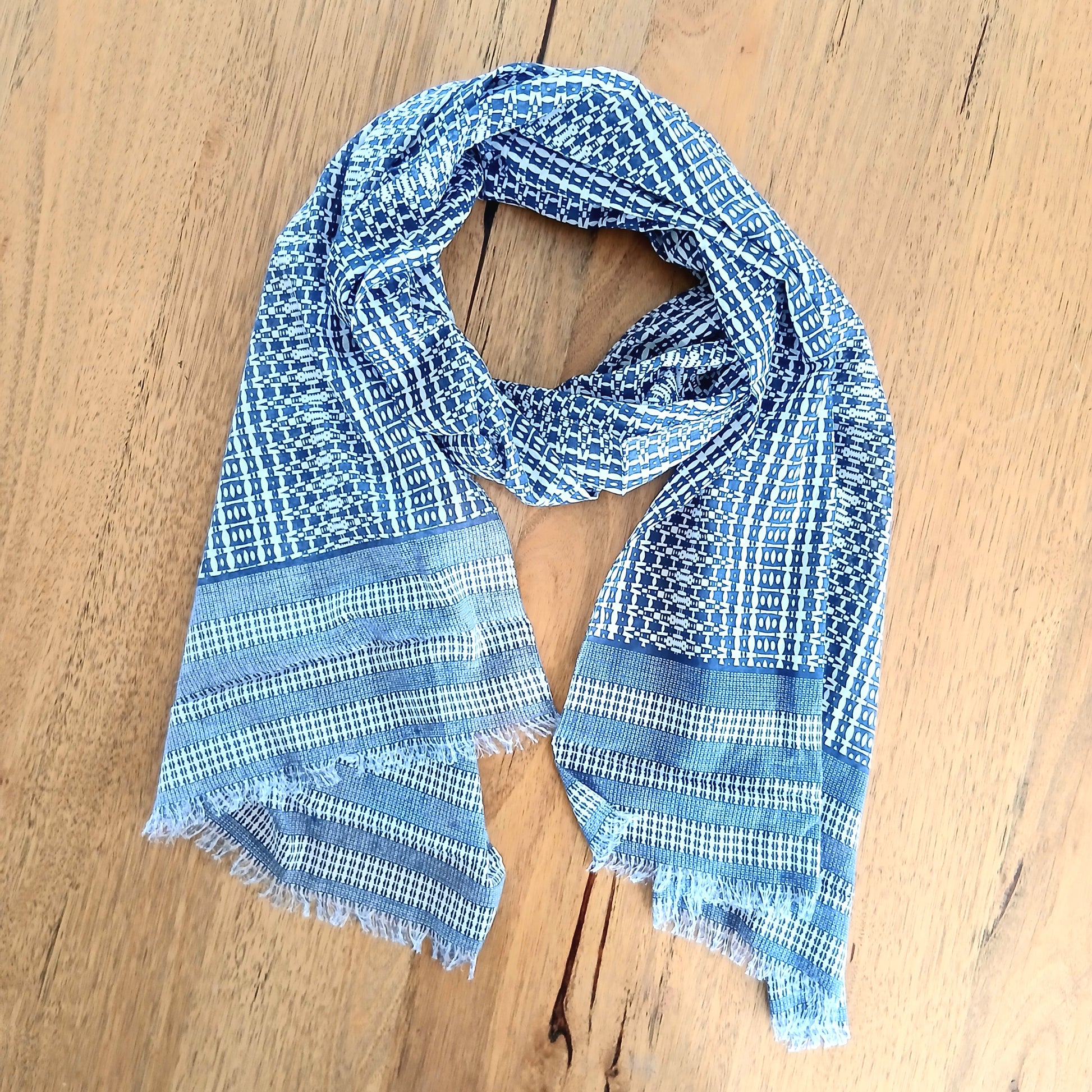 Blue Patterned Scarf Yash-645