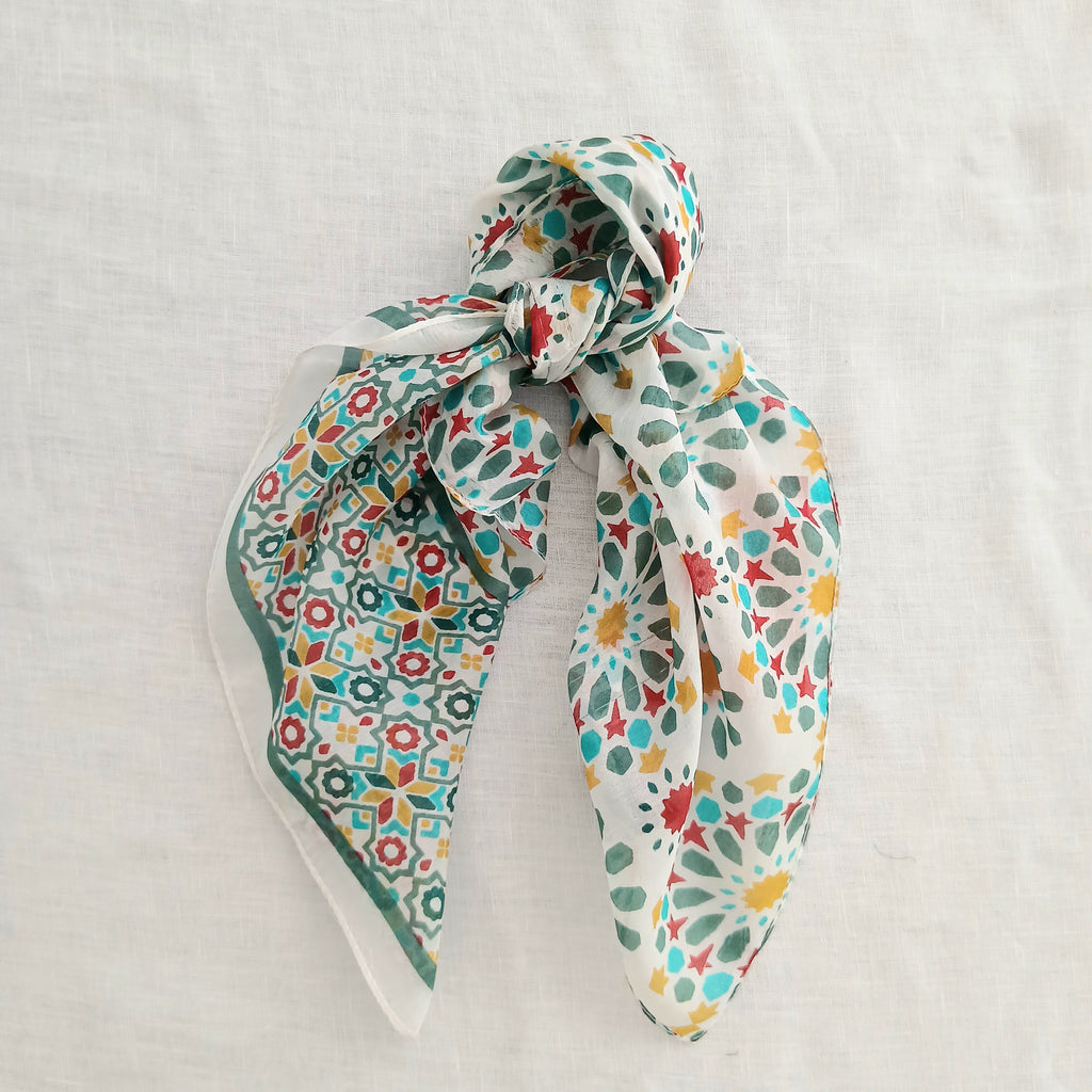 Pure Silk Scarf Geometric Floral Design Necktie PS-1138