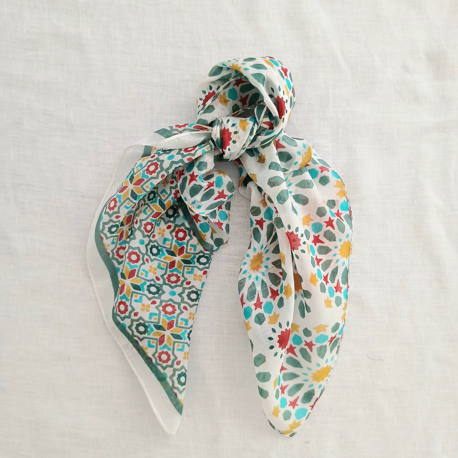 Pure Silk Scarf Geometric Floral Design Necktie PS-1138