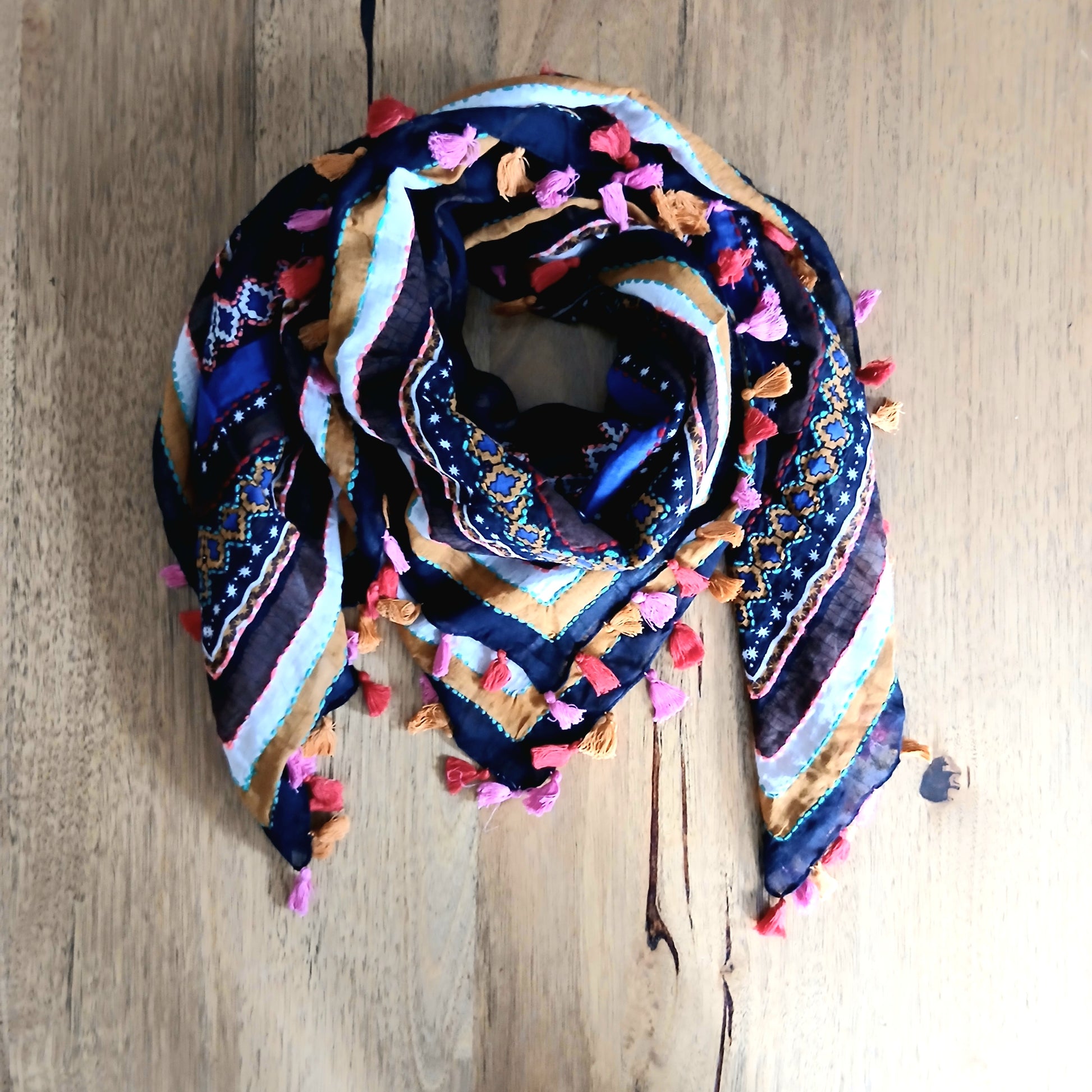 PRE-ORDER 2-Tone Cotton Embroidered Scarf 60532