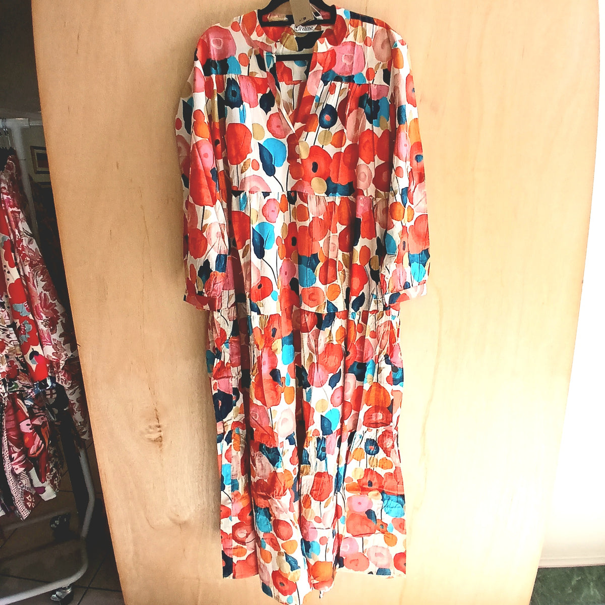 Pleated Cotton Printed Dress 67148 Orange Poppy