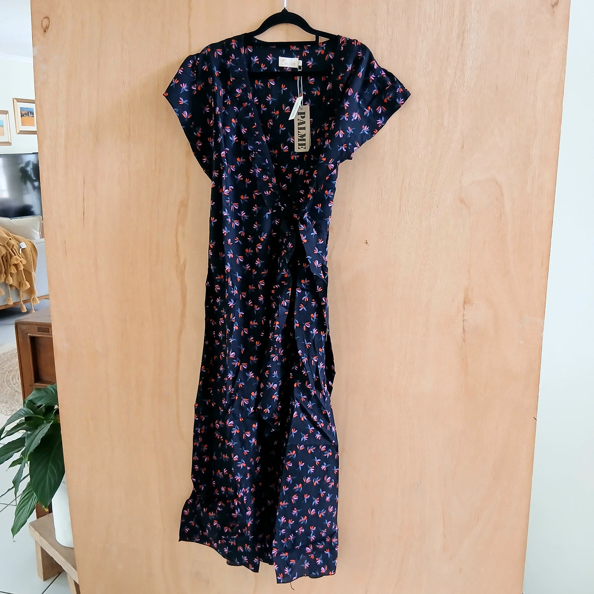 Long Viscose Dress Small Flowers 65841 Black