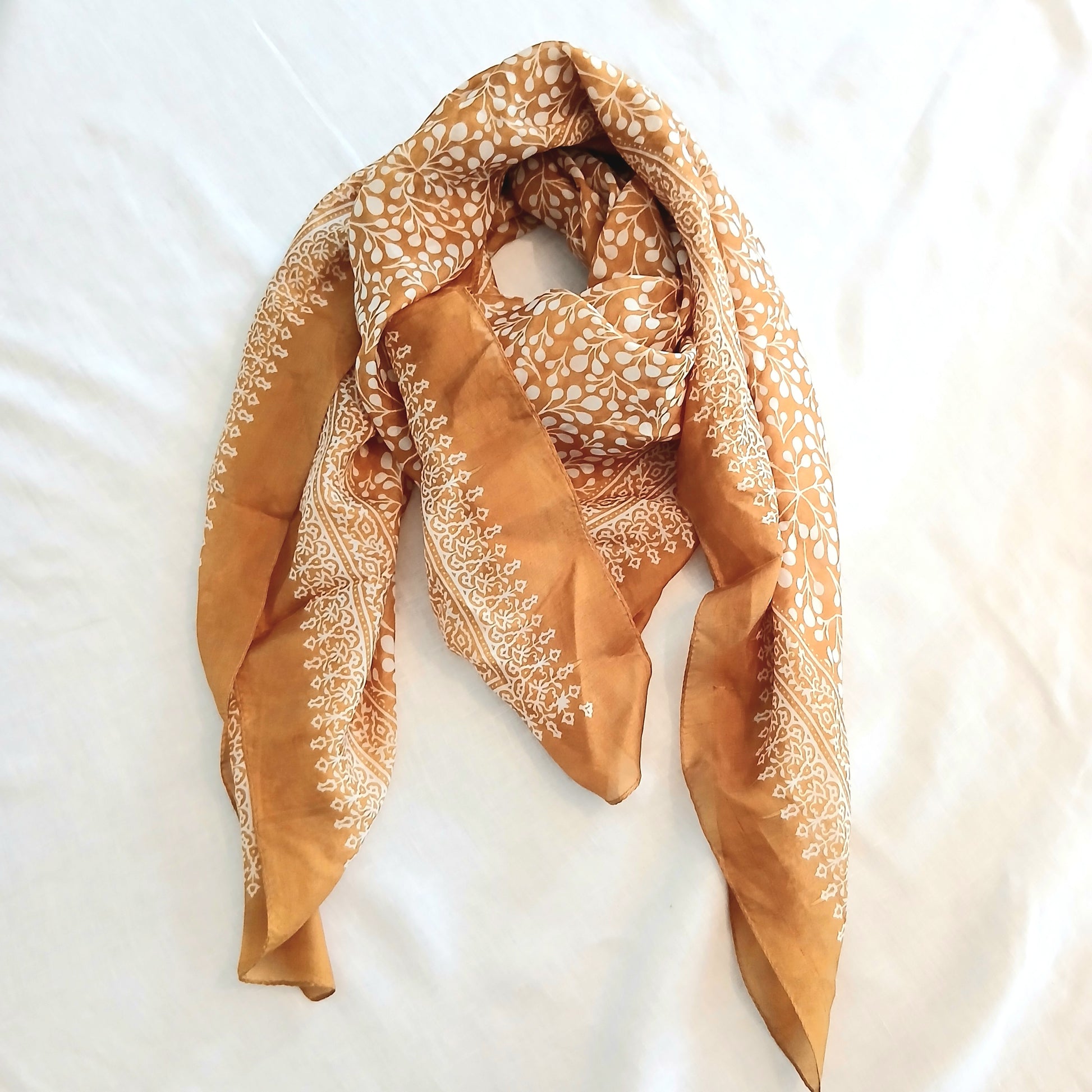 PRE-ORDER Pure Silk Scarf Dark Golden Art PS-1156
