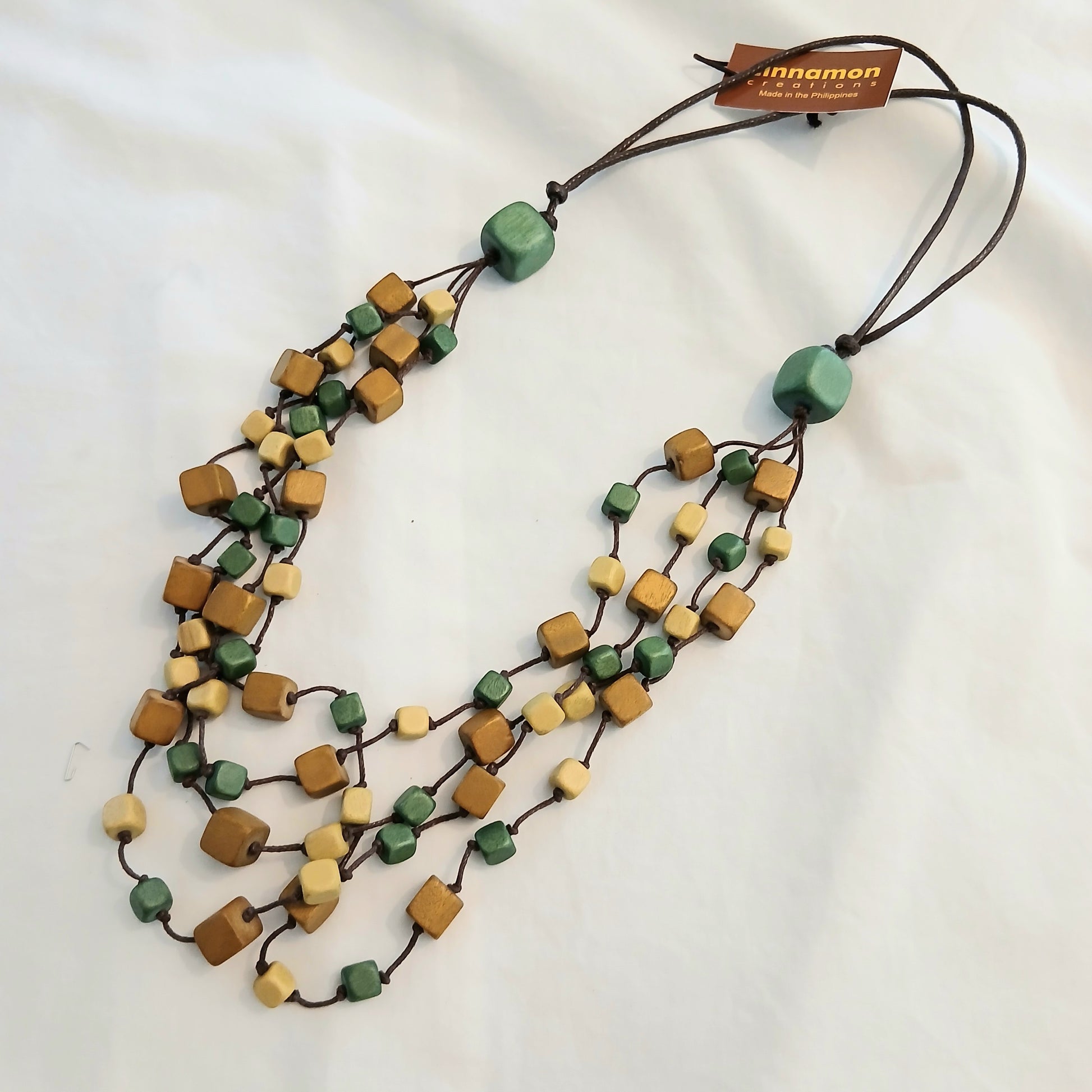 PRE-ORDER Layered Wooden Cube Beads Necklace N7-1991FME