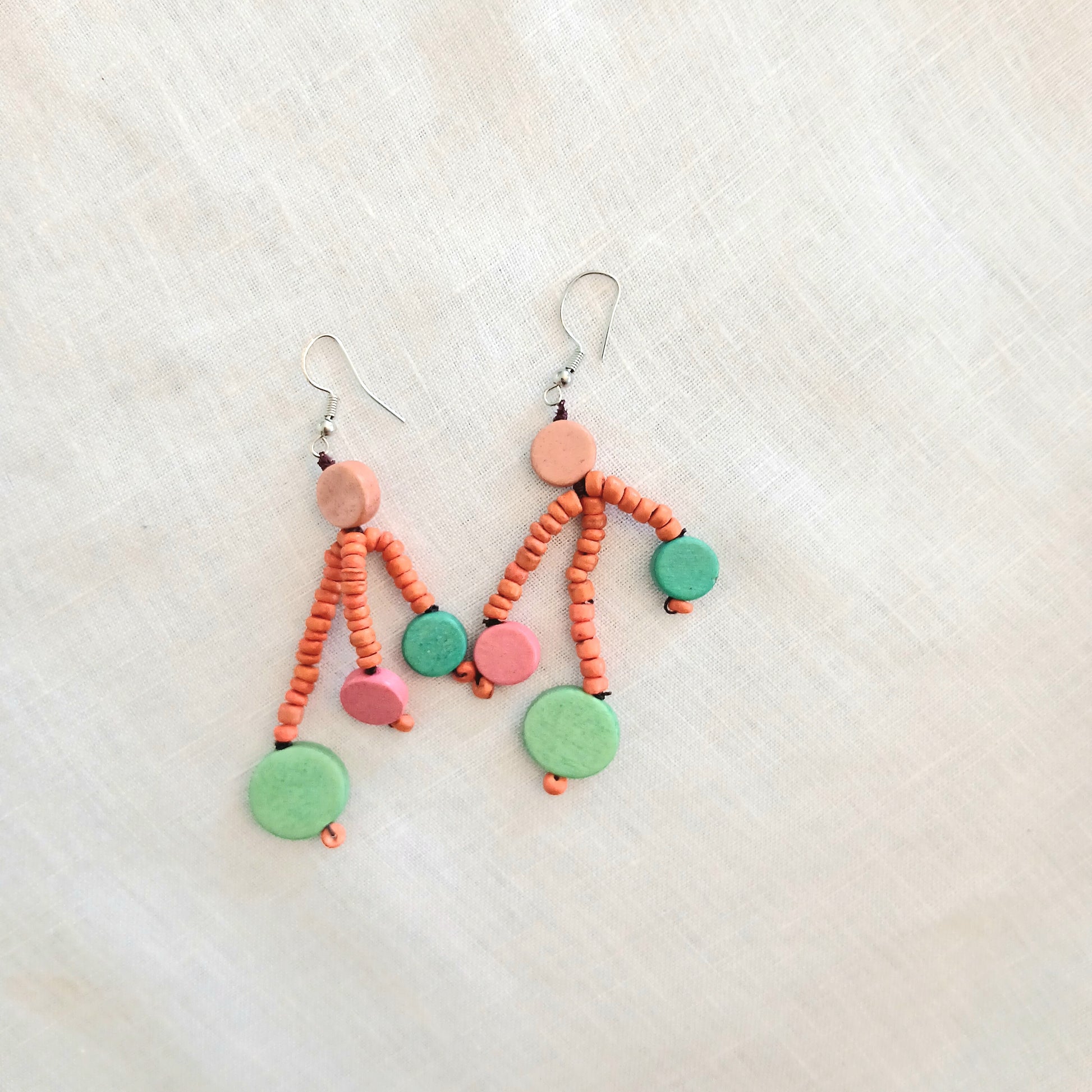 Dangling Wooden Beaded Earrings E6-5959