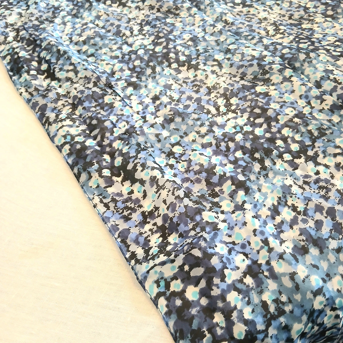 Pure Silk Scarf Small Flower Field Blue Design Large PS-1094/L
