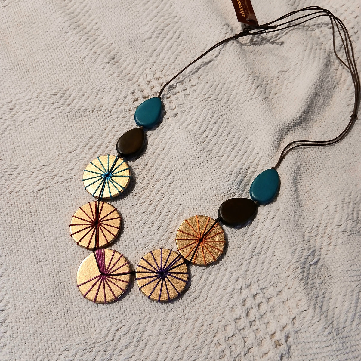 Embroidered Wooden Beaded Necklace N6-4625MNJT