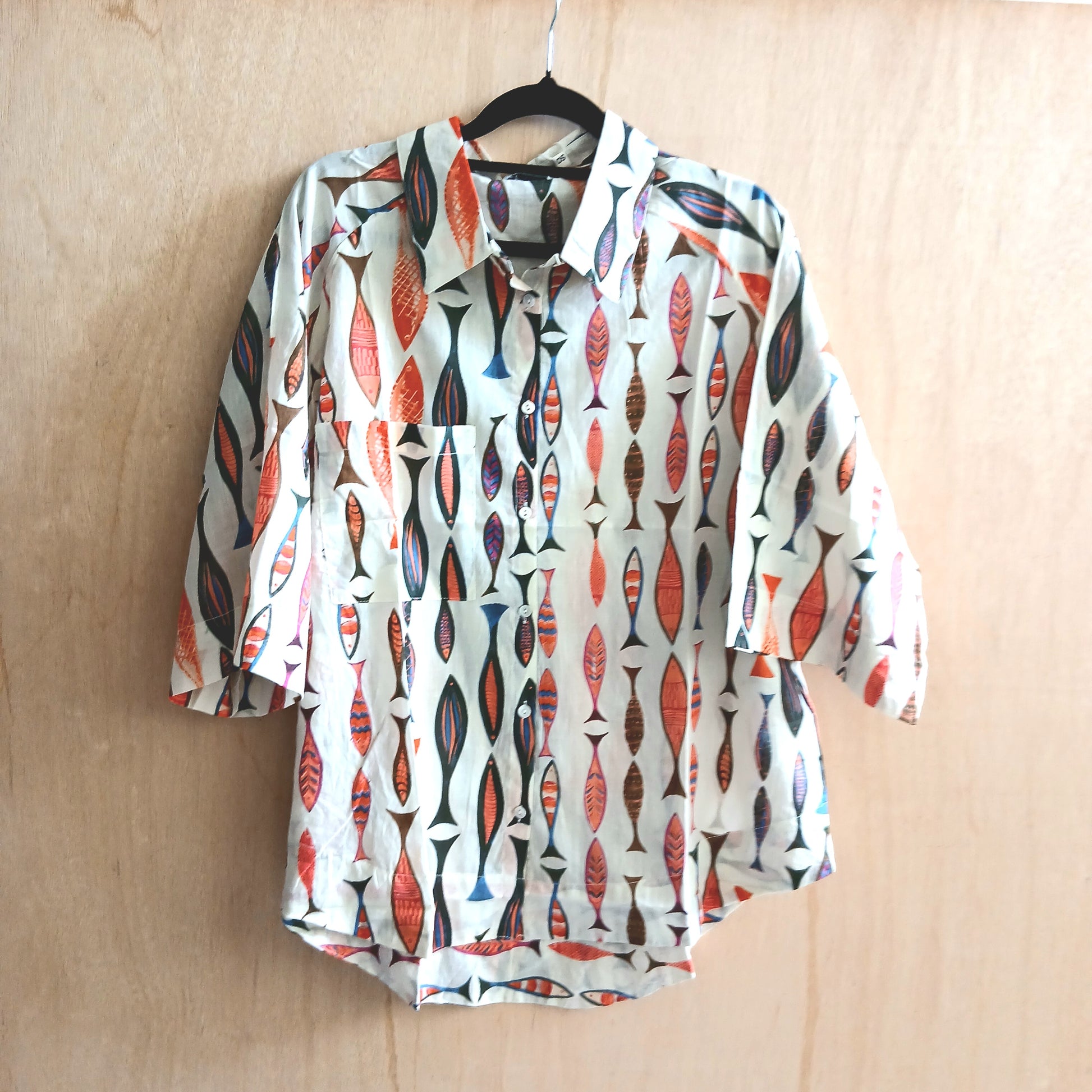 PRE-ORDER Short Sleeved Printed Cotton Shirt 67147