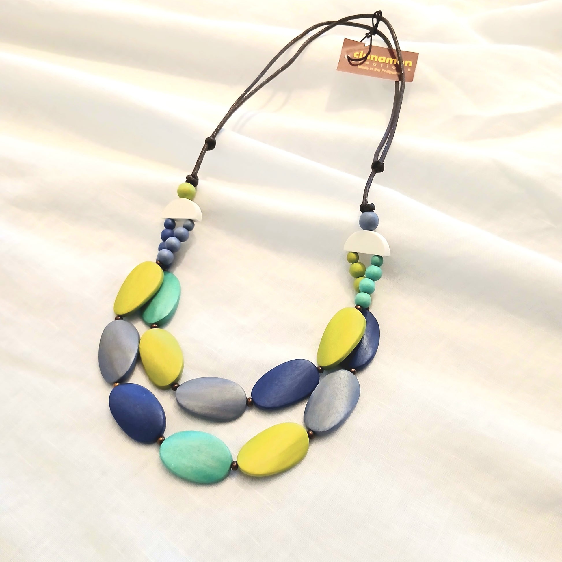 PRE-ORDER Double-Layered Oval Wooden Beaded Necklace N7-1407FG