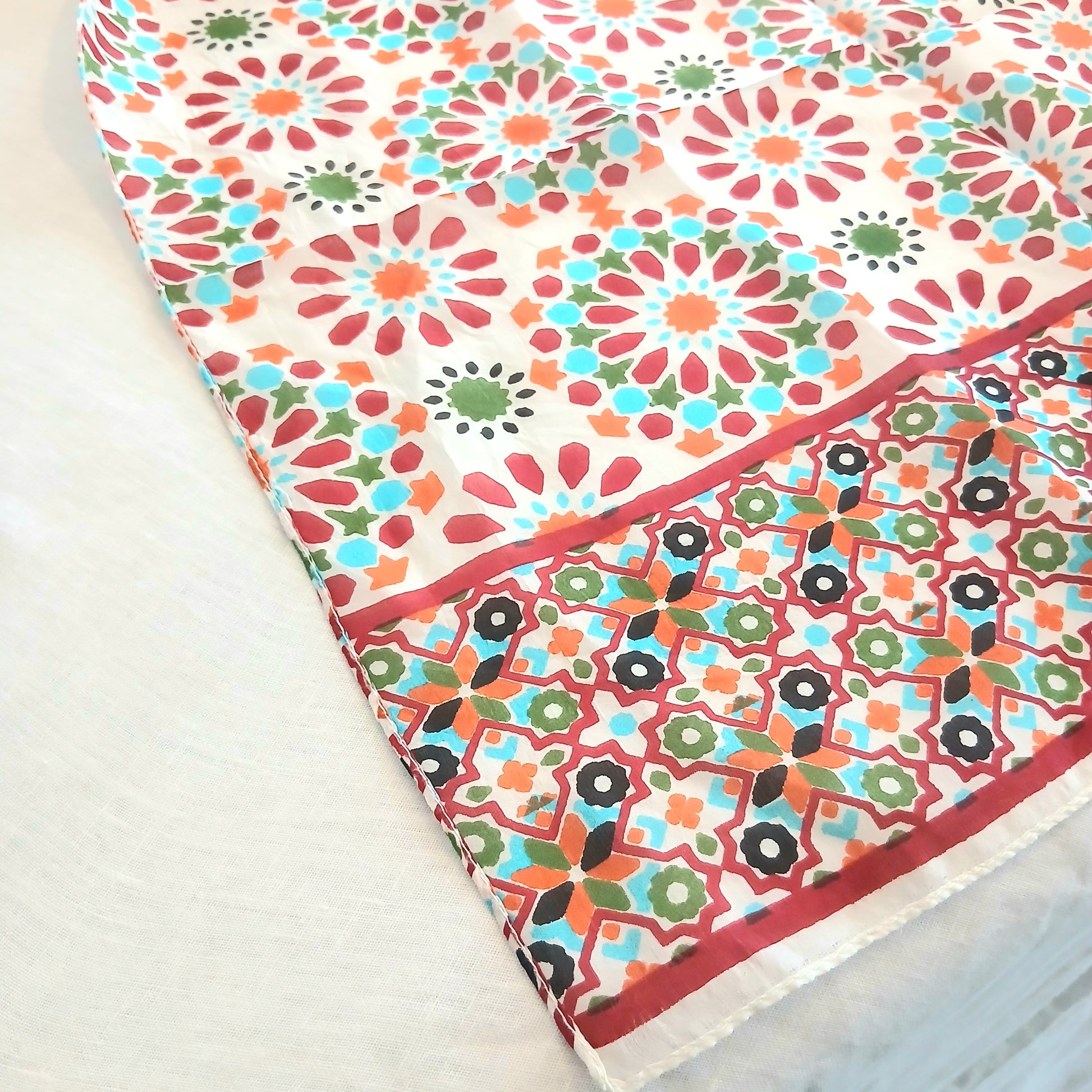 PRE-ORDER Pure Silk Scarf Geometric Floral Design Large PS-1138