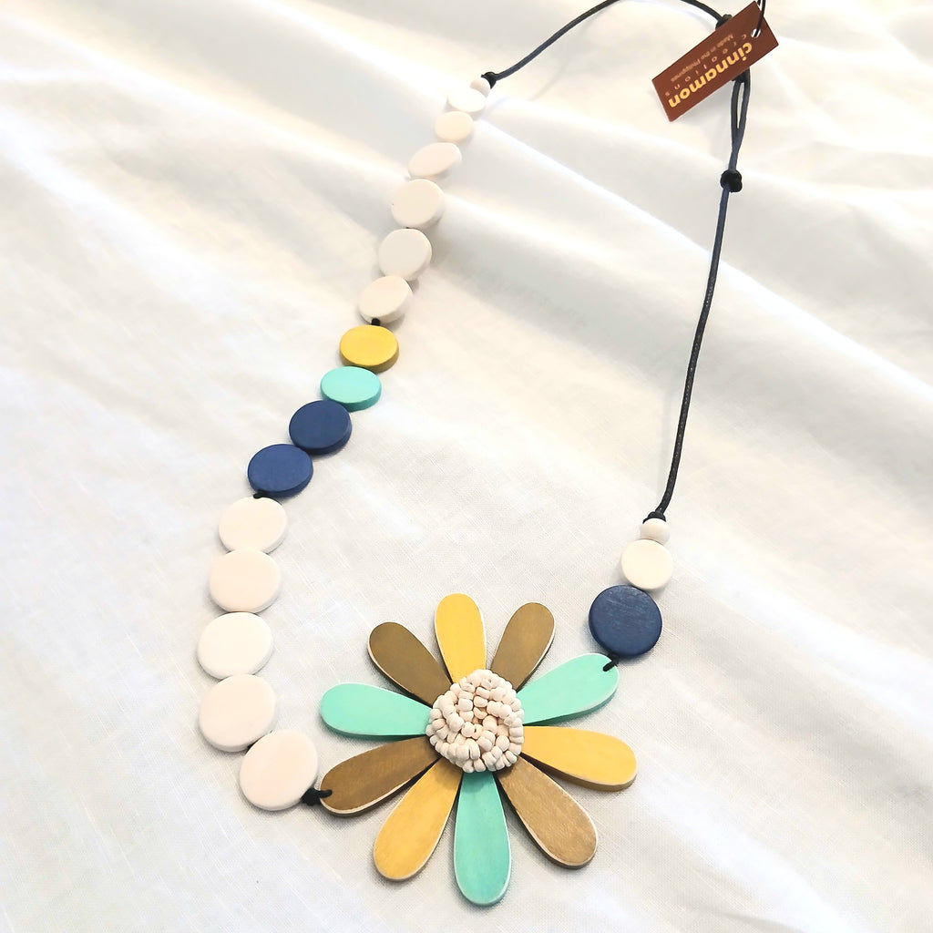 Large Flower Wooden Beaded Necklace N7-1452AGF