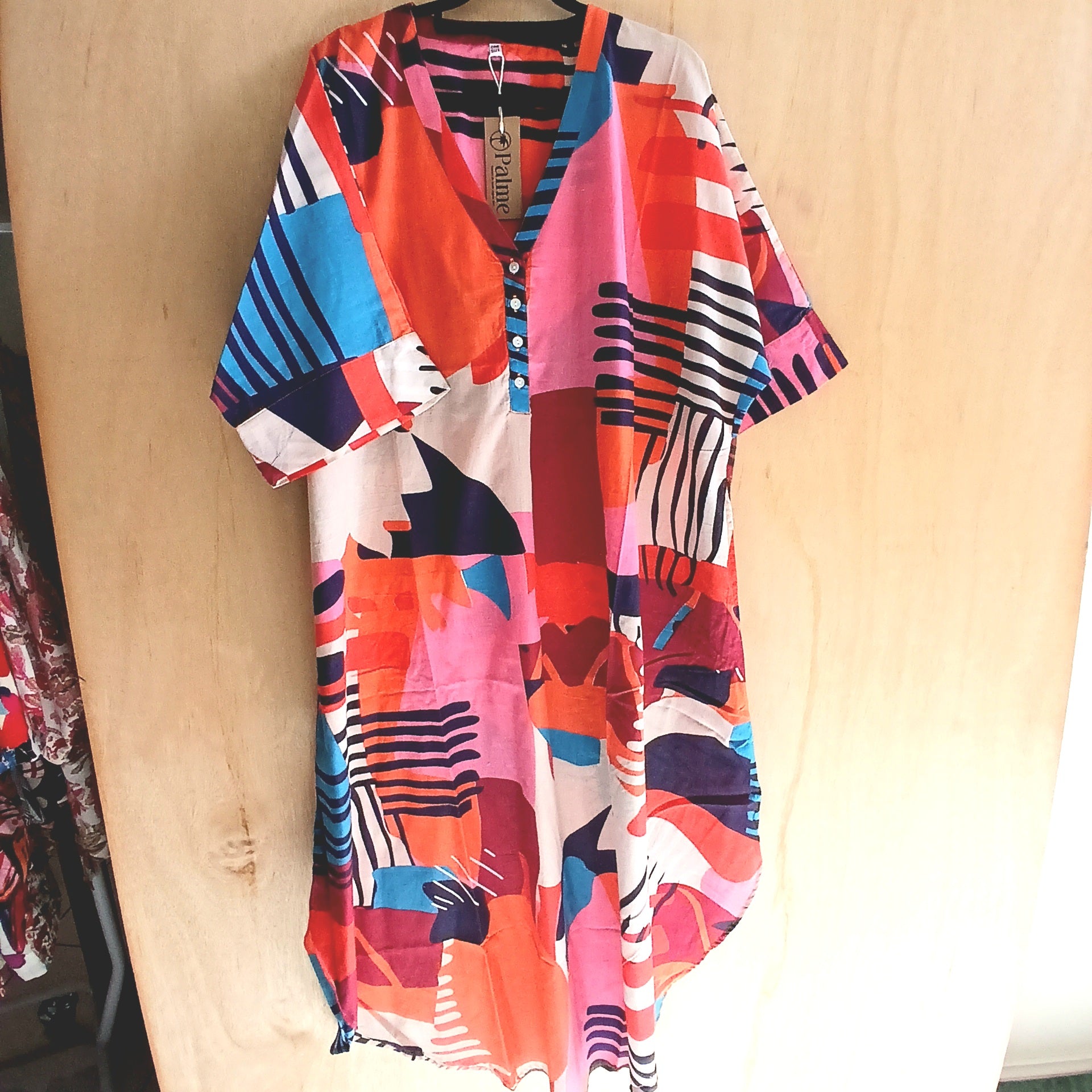 PRE-ORDER Free Size Long Dress 3 Buttons with Pocket 67010