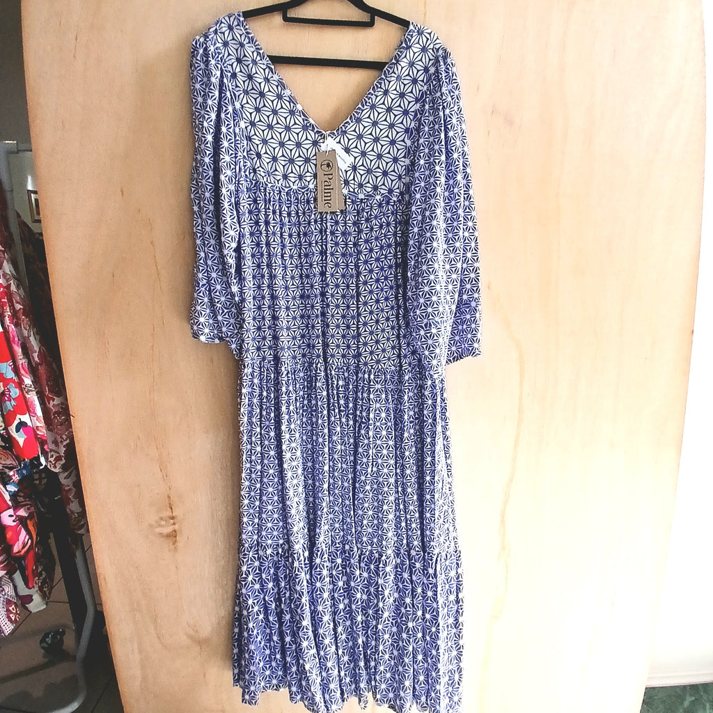 Large Sleeve Layered Viscose Dress 67130