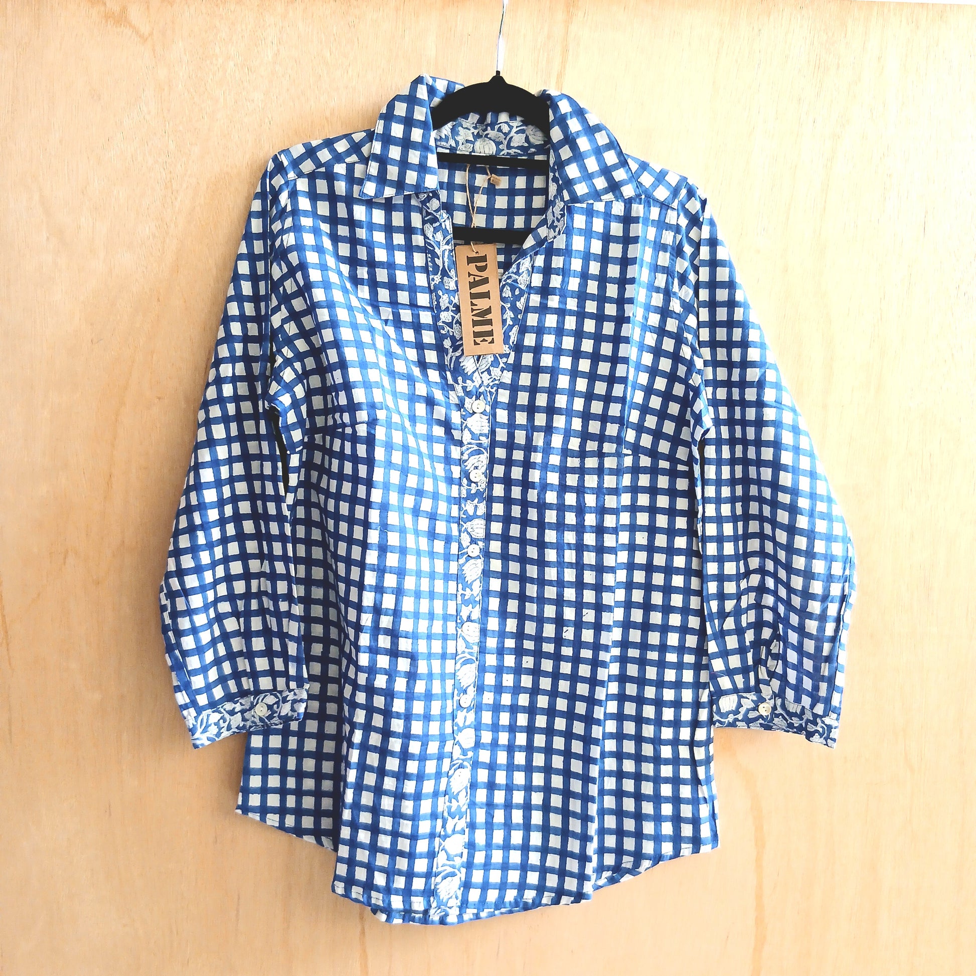 PRE-ORDER Block Print V Neck Cotton Shirt 67081
