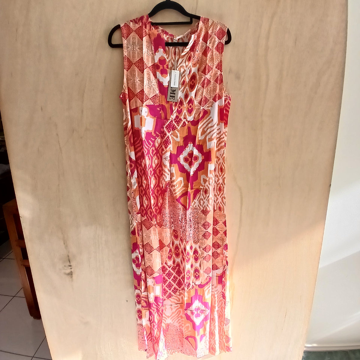 Printed Viscose Kimono Dress 65858 Pink Sample