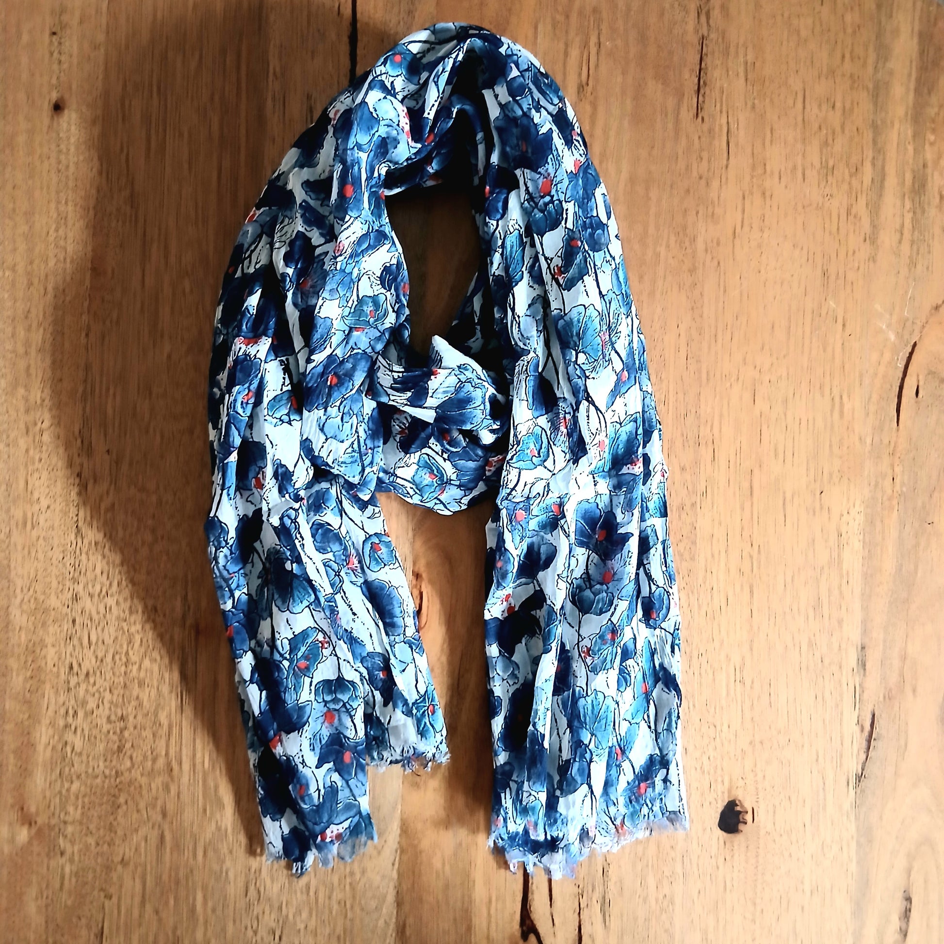 Poppy Print Pure Cotton Scarf - 54862