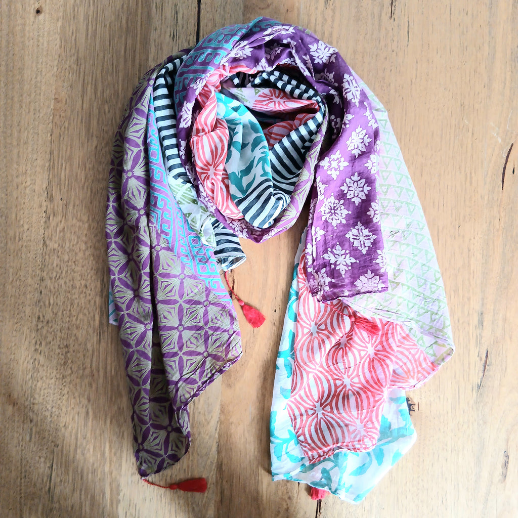 Purple & Pastel Cotton Scarf 66092