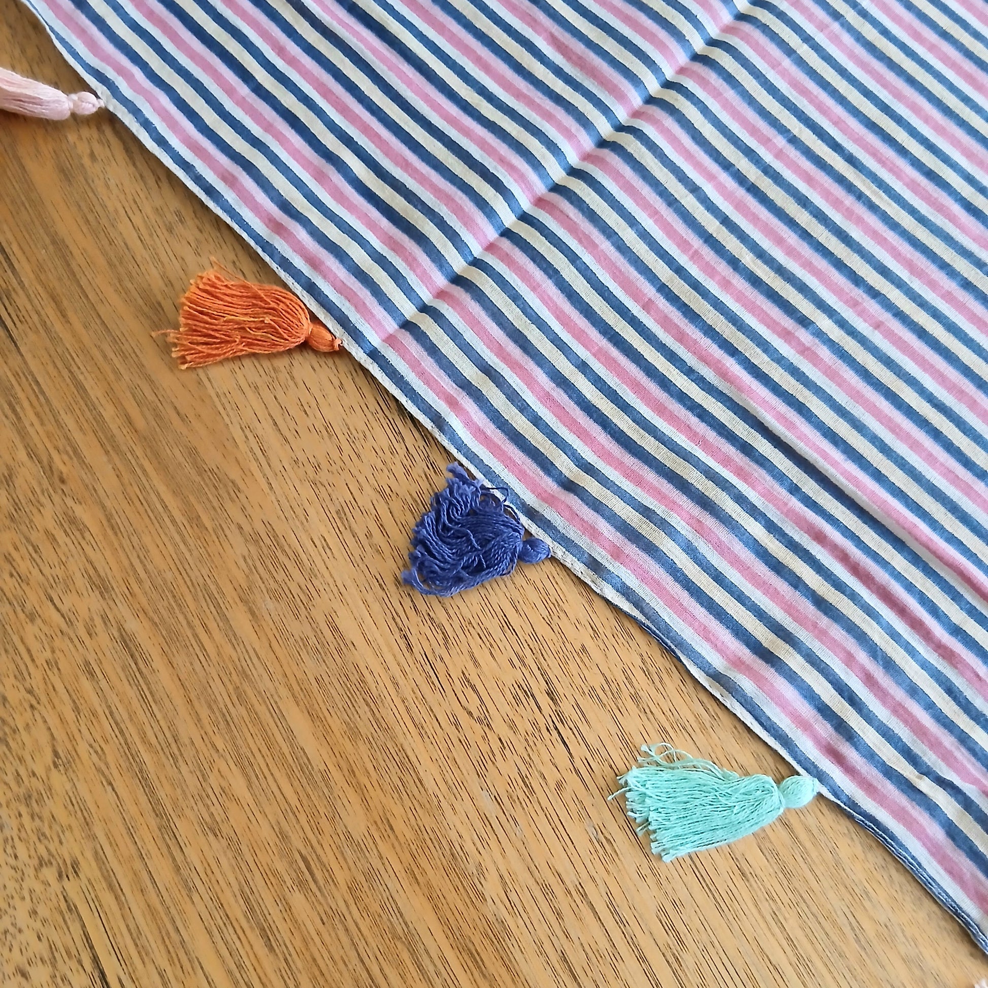 Pom Pom Striped Cotton Scarf - SC-1804/5/6
