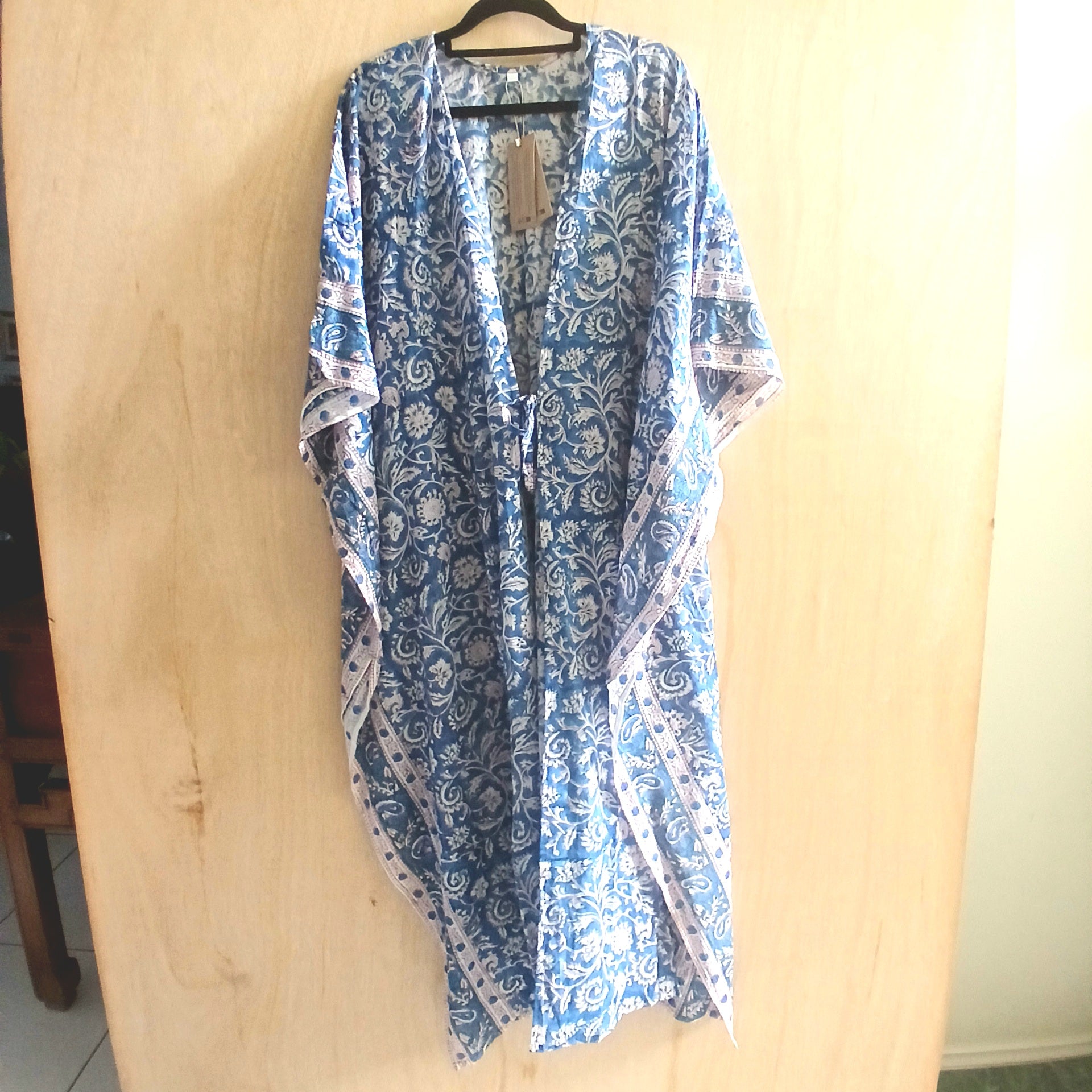 PRE-ORDER Hand Block Print Long Cotton Kimono 67210