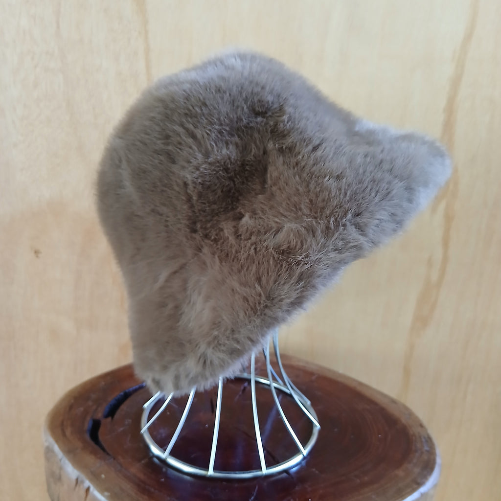 Faux Fur Classic Bucket Hat Plain 7531