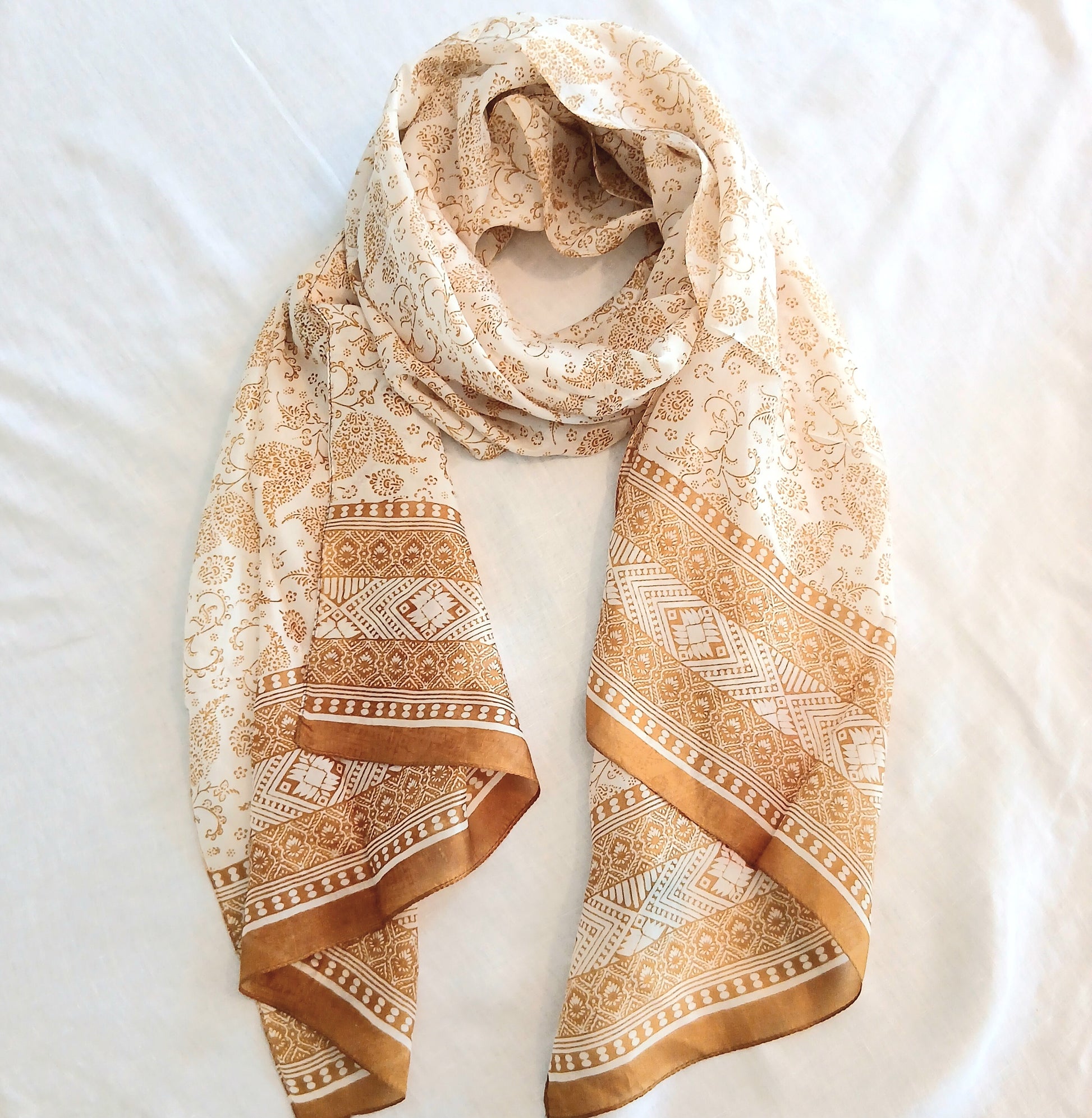PRE-ORDER Pure Silk Scarf Golden Art PS-1056