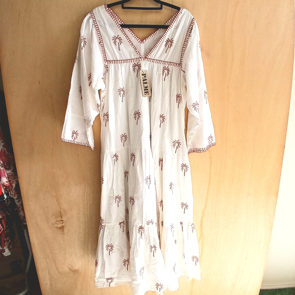 PRE-ORDER Long Pure Cotton Summer Dress with Long Sleeve 67048