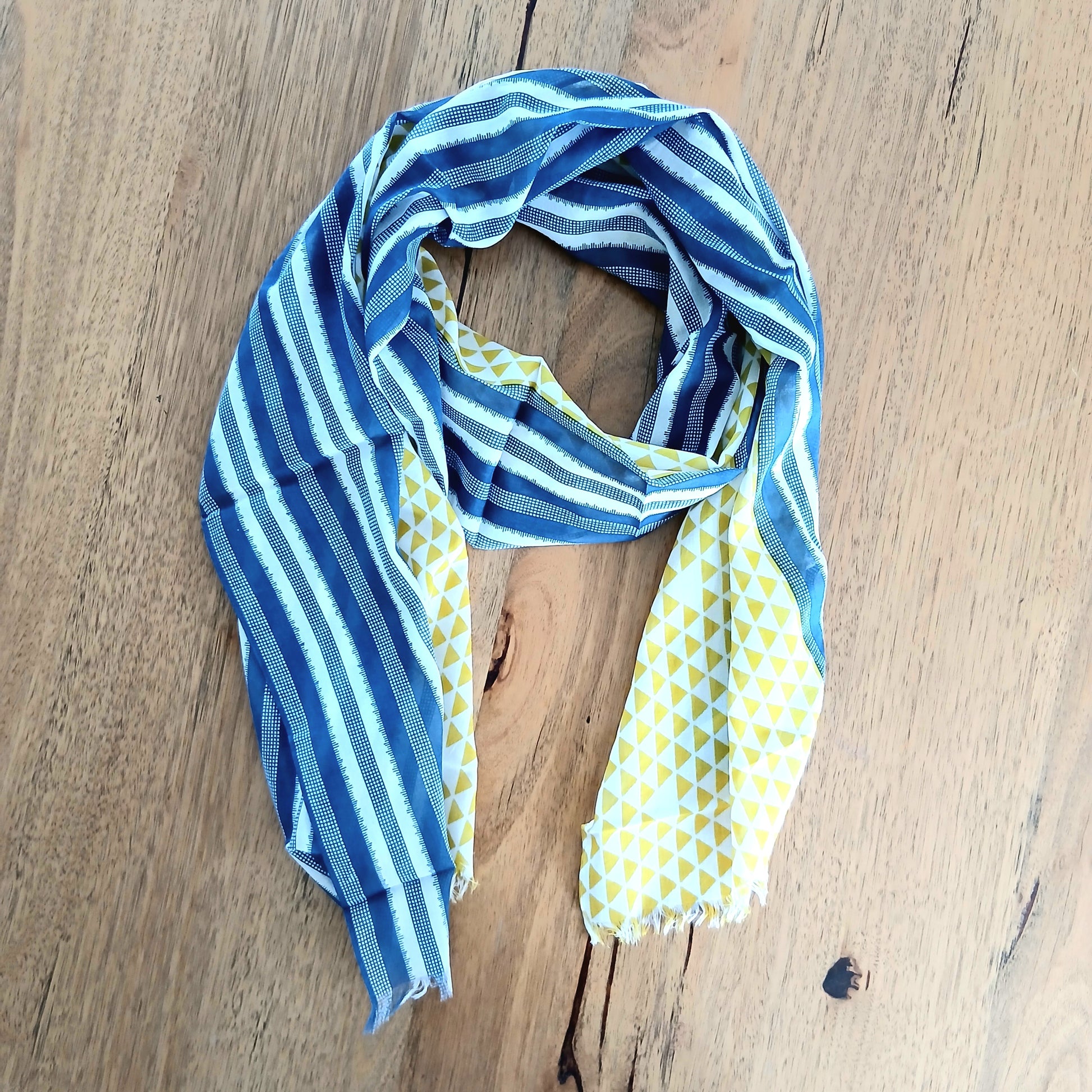 Yellow and Blue Patterned Scarf Yash-280