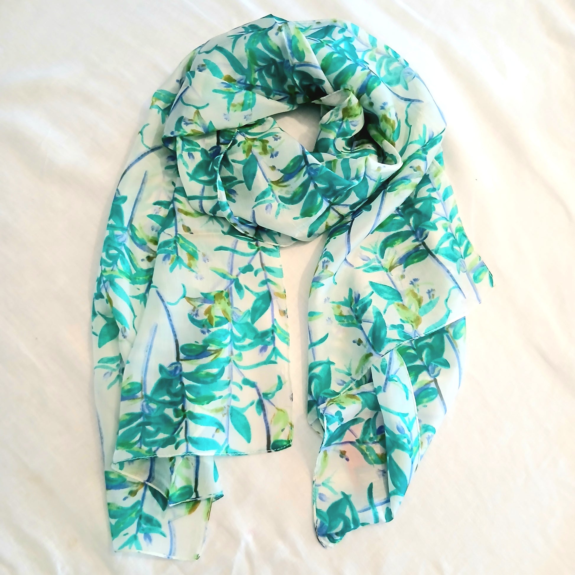 Green Branches Silk Scarf ZS-1035/L