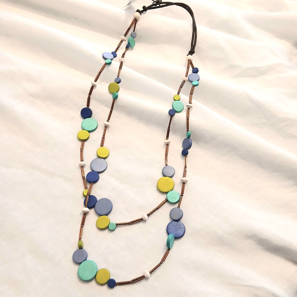 PRE-ORDER Wooden Circles Beaded Necklace Multi-Coloured N7-1403FGT