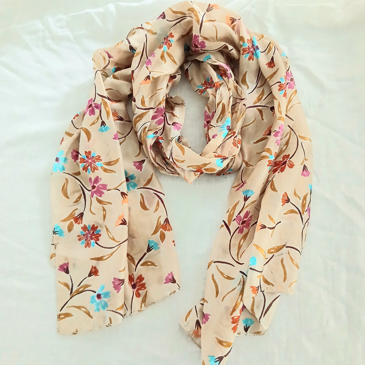 Oriental Floral Pure Silk Scarf PS 1093/L COL 4