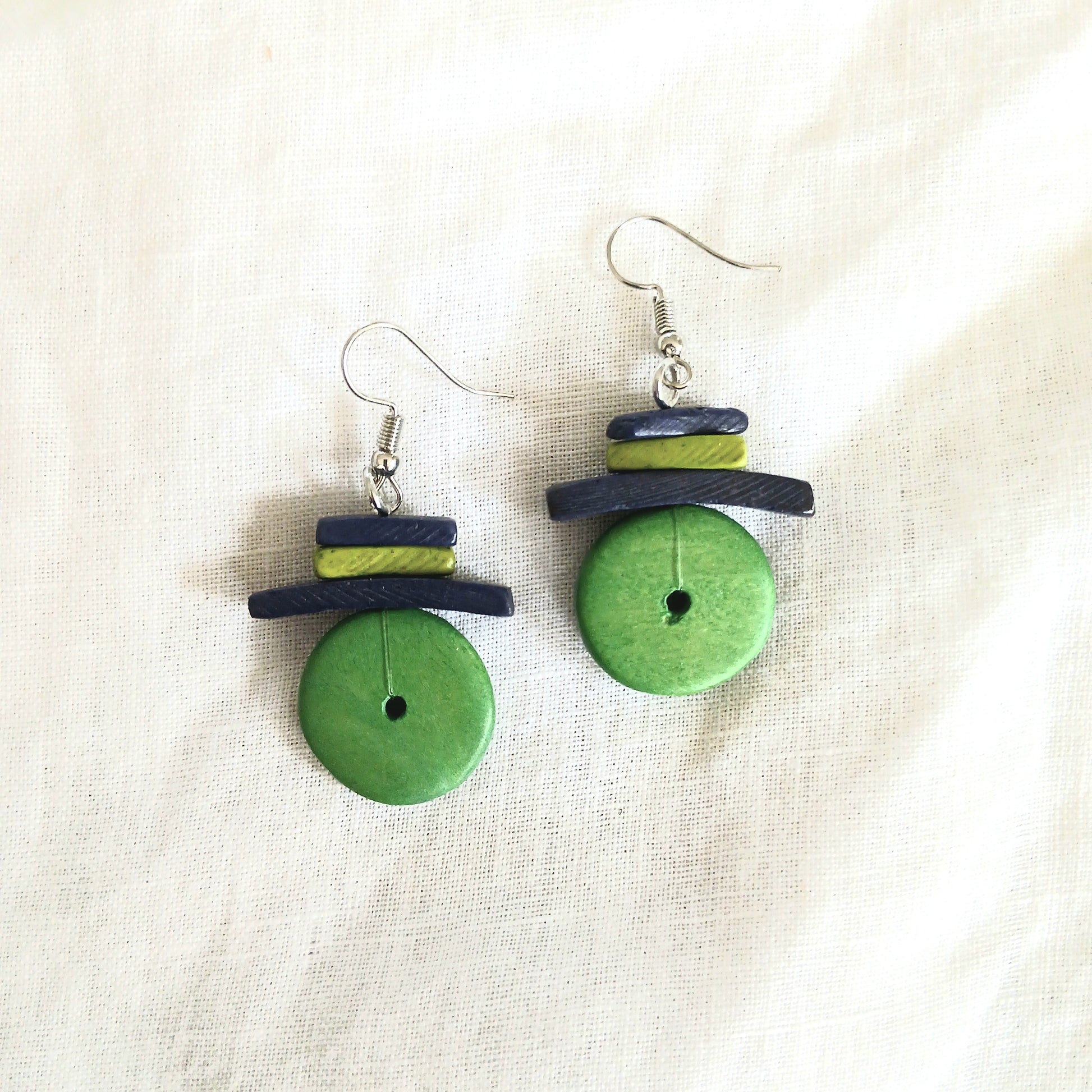 PRE-ORDER Wooden Hat Beaded Earrings E7-1475