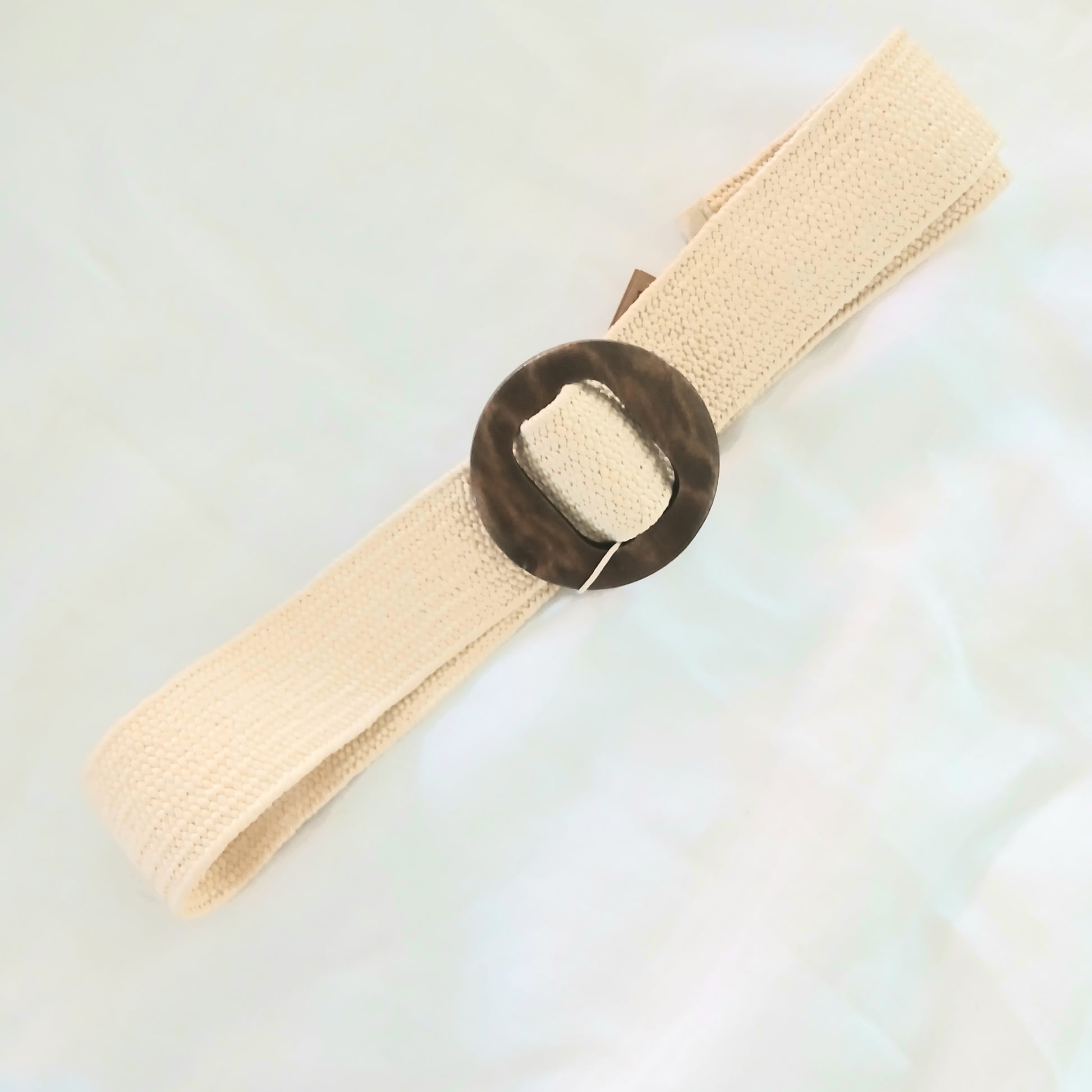 Woven Elastic Belt with Wooden Buckle - 61911