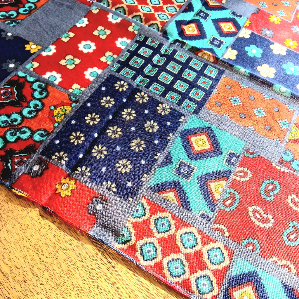 Merino Wool Patterned Scarf - Patchwork Print YASH-731