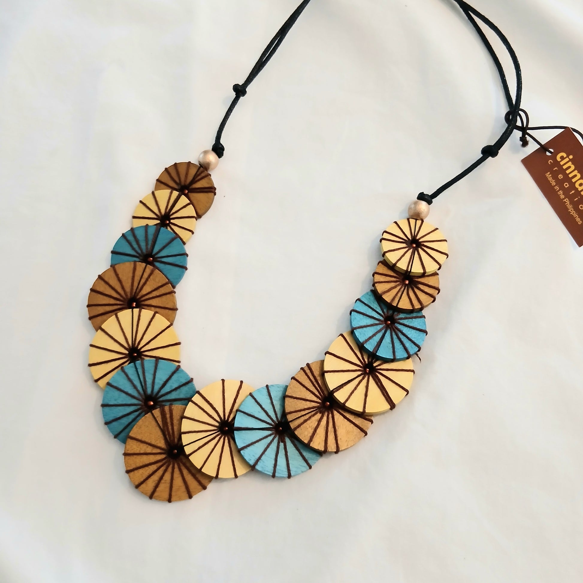 PRE-ORDER Layered and Embroidered Wooden Necklace N7-2006