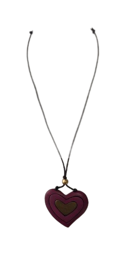 Heart Pendant Wooden Necklace N6-6041