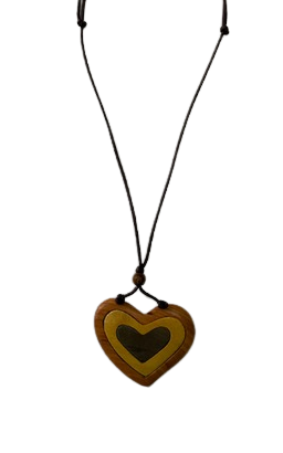 Heart Pendant Wooden Necklace N6-6041