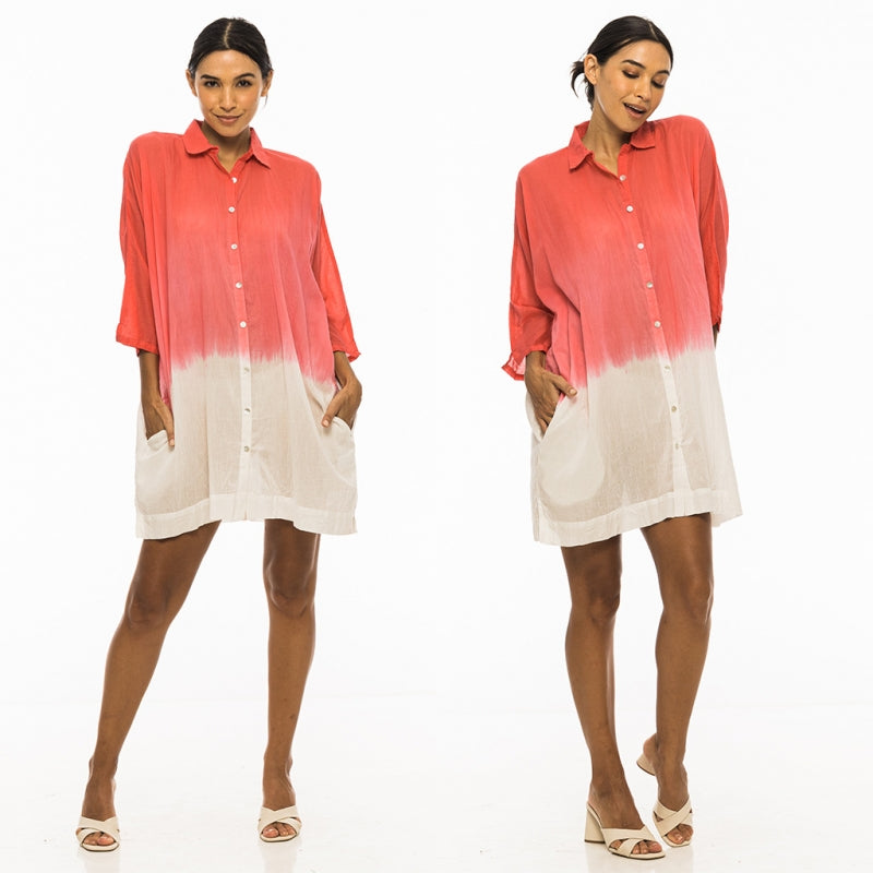 PRE-ORDER Shaded Shirt Cotton Dress 65967