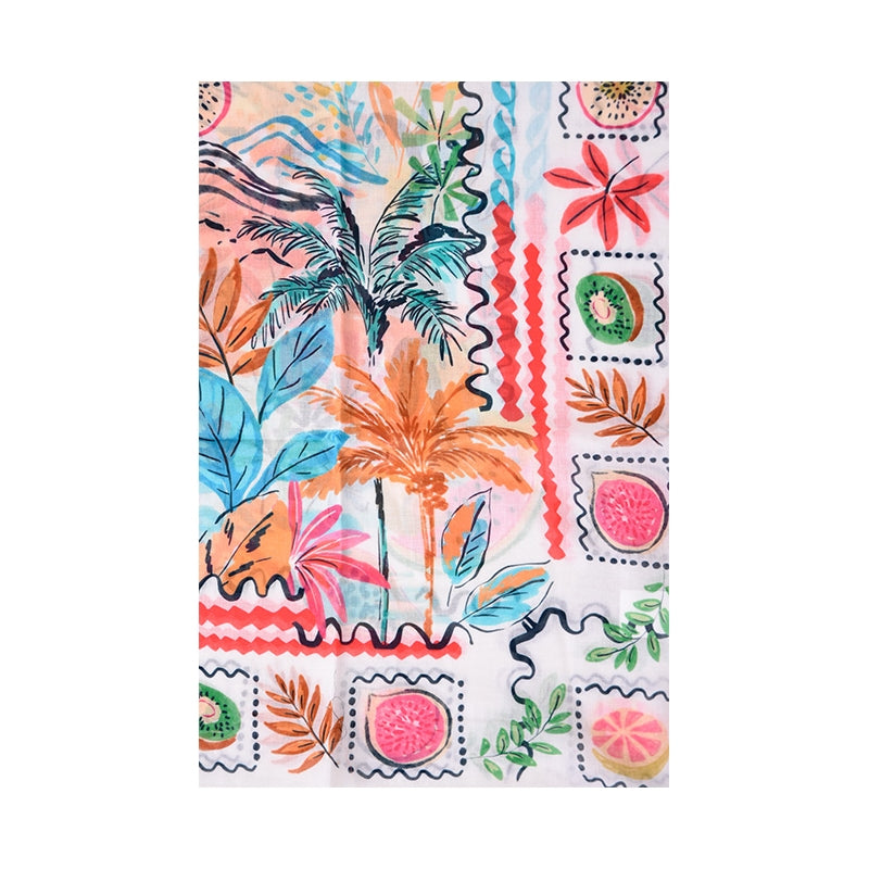 PRE-ORDER Tropical Beach and Fruits Cotton Scarf 68158