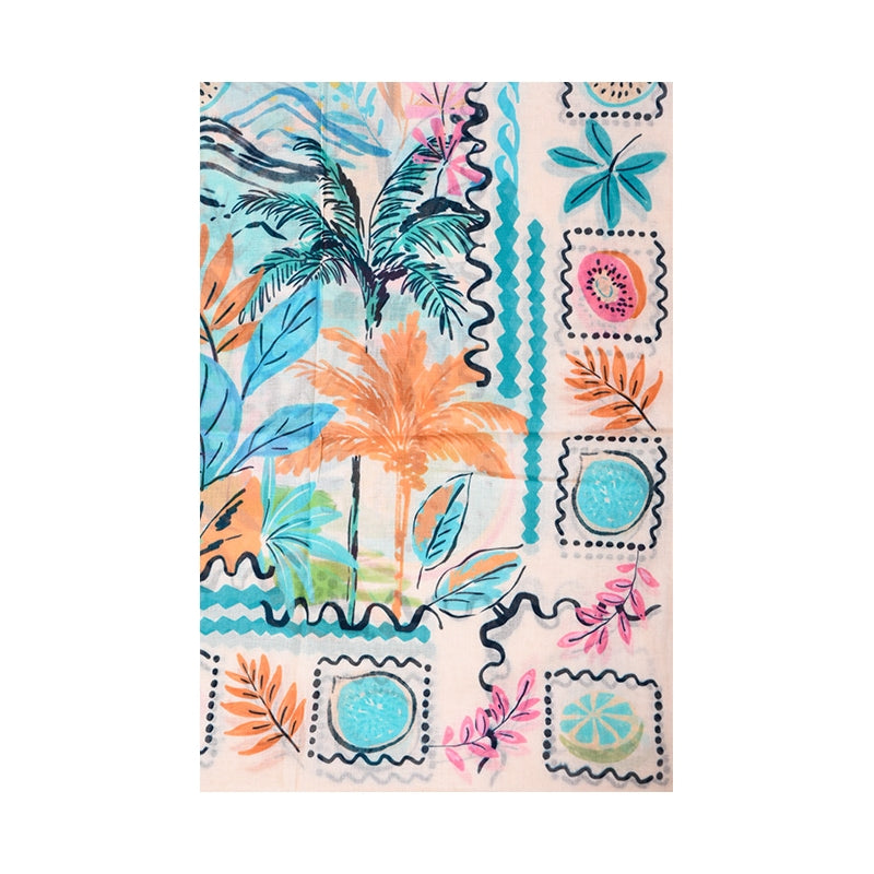 PRE-ORDER Tropical Beach and Fruits Cotton Scarf 68158