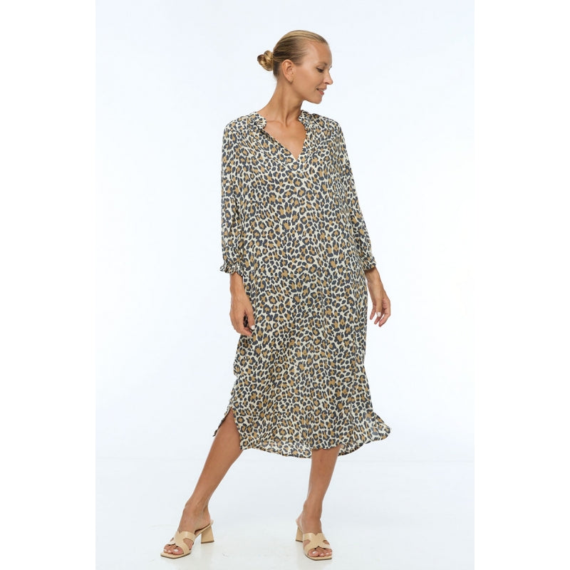 Tunic Viscose Collar Dress Printed 66974 Leopard