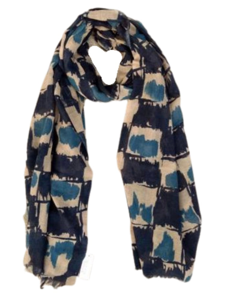 Patterned Scarf - Dark Blue - CinnamonCreations