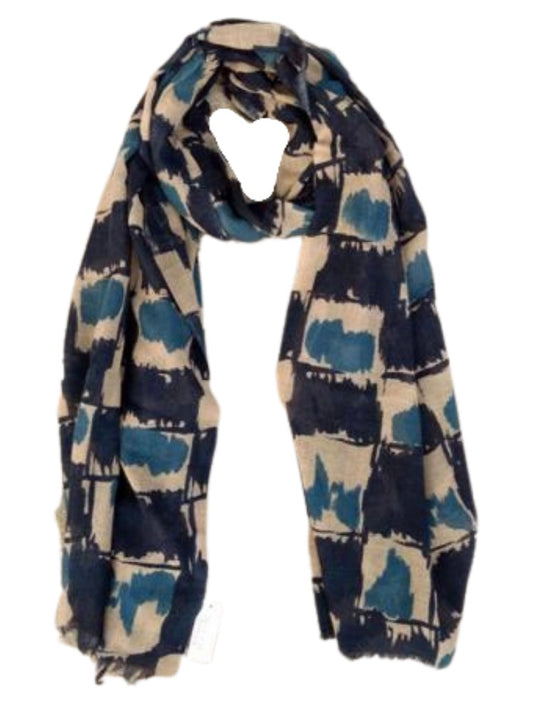 Patterned Scarf - Dark Blue - CinnamonCreations