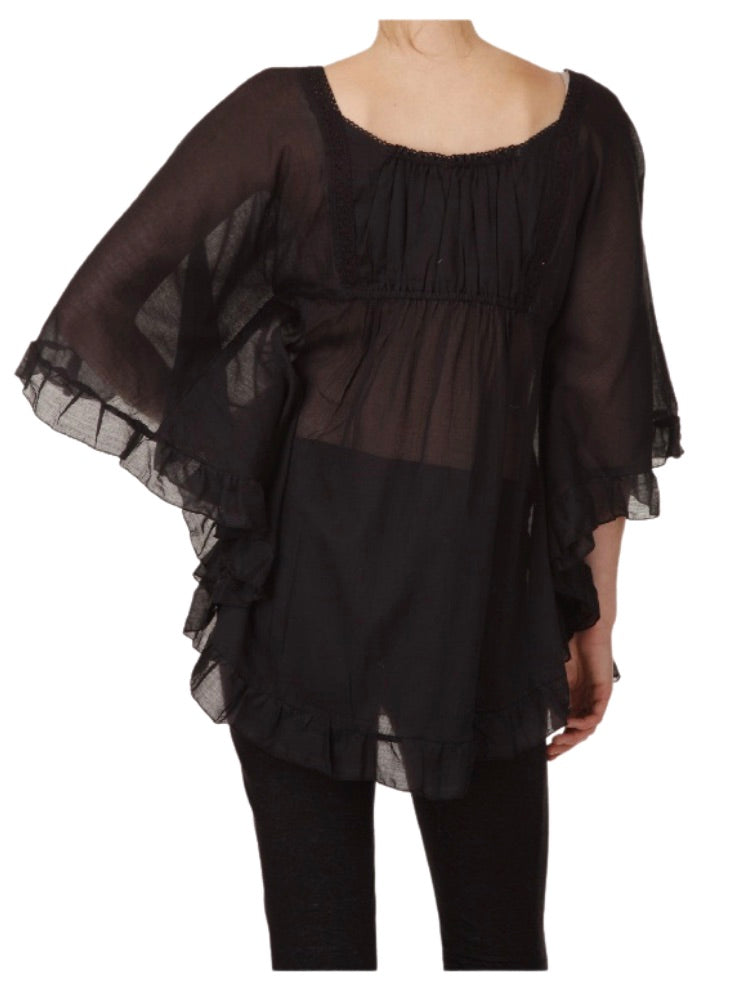 Palme Cotton Swing Top - Black