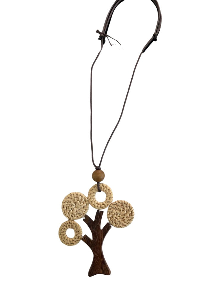 Rope Beaded Wooden Tree Necklace N14-1125MY