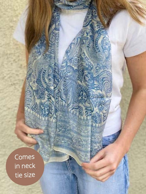 Silk Scarf - Blue