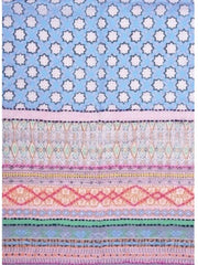 Palme Large Cotton Embroidered Scarf - Pink/Blue