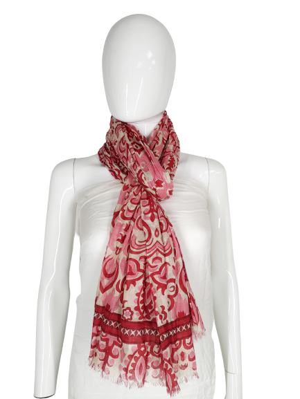 COOL COTTON NARROW WIDTH SCARF- RED PATTERN