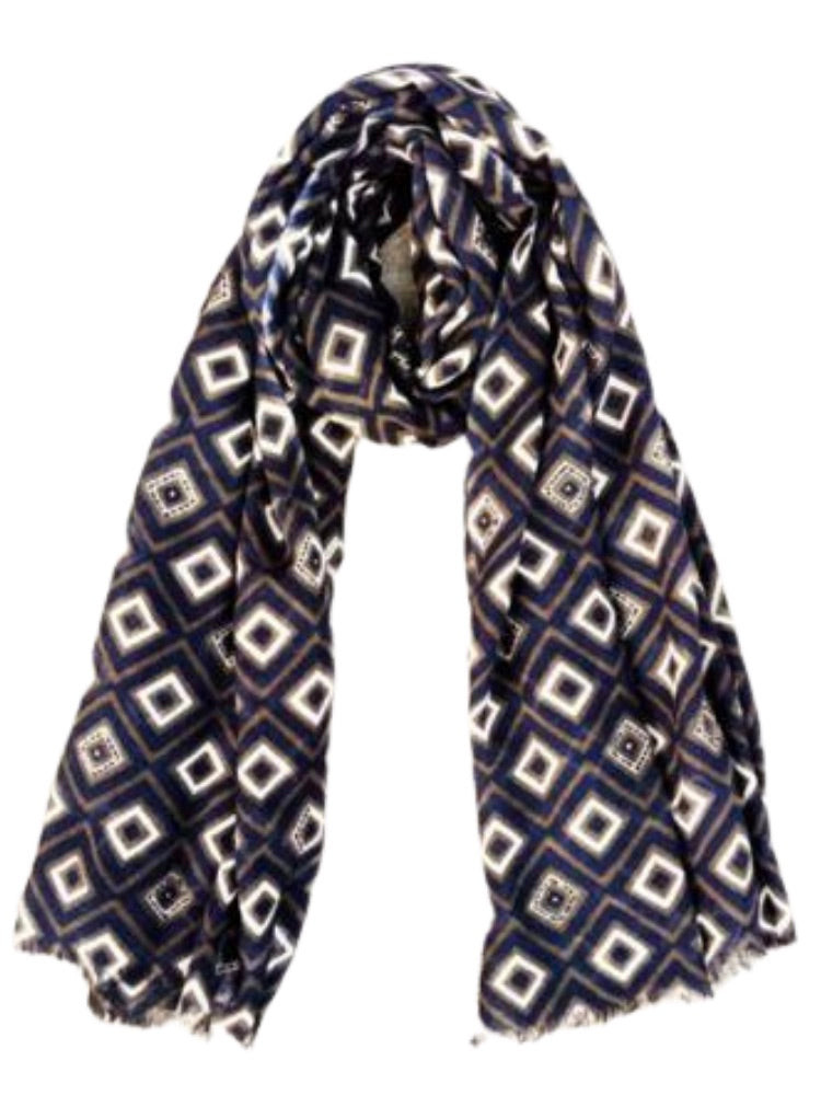 Patterned Scarf - Blue Squares