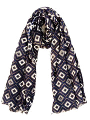 Patterned Scarf - Blue Squares - CinnamonCreations
